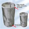 Reusable Stainless Steel Cylindrical Filter Bag, 500 Mesh, 11.8 x 11.8 in view 4