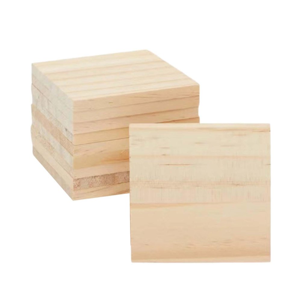 Gitohoni 10-Pack Wooden Squares for Crafts, Decorations, and Scrapbooking
