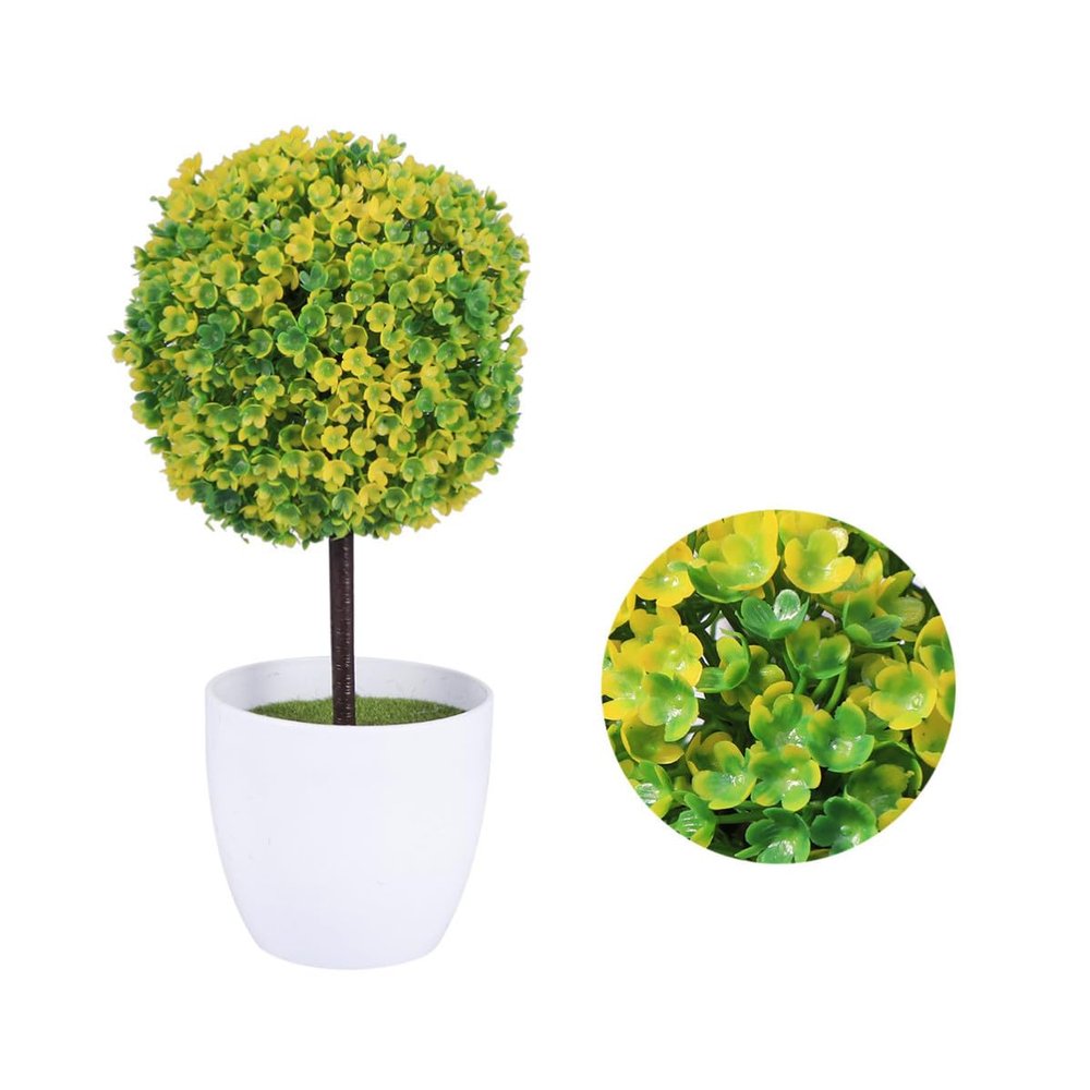 jojofuny Decorative Yellow Artificial Plant Ball, Plastic