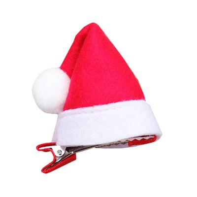 GALPADA Small 3D Christmas Hat Hair Clip, Fabric and Iron Hair Barrette for Christmas Parties