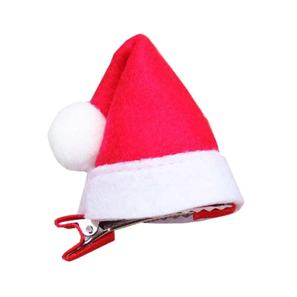 GALPADA Small 3D Christmas Hat Hair Clip, Fabric and Iron Hair Barrette for Christmas Parties