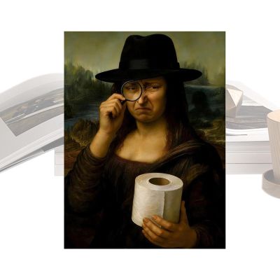 Funny Bathroom Wall Art - Vintage Mona Lisa
