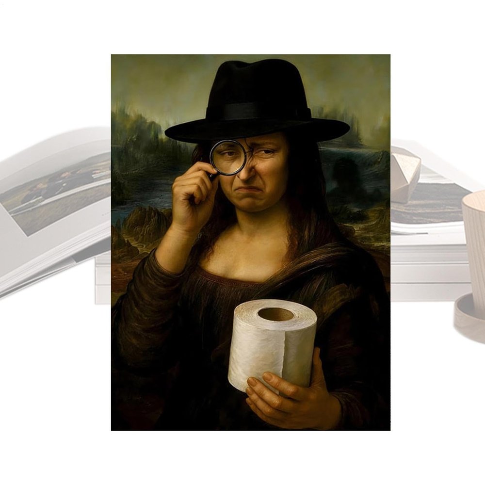 Funny Bathroom Wall Art - Vintage Mona Lisa