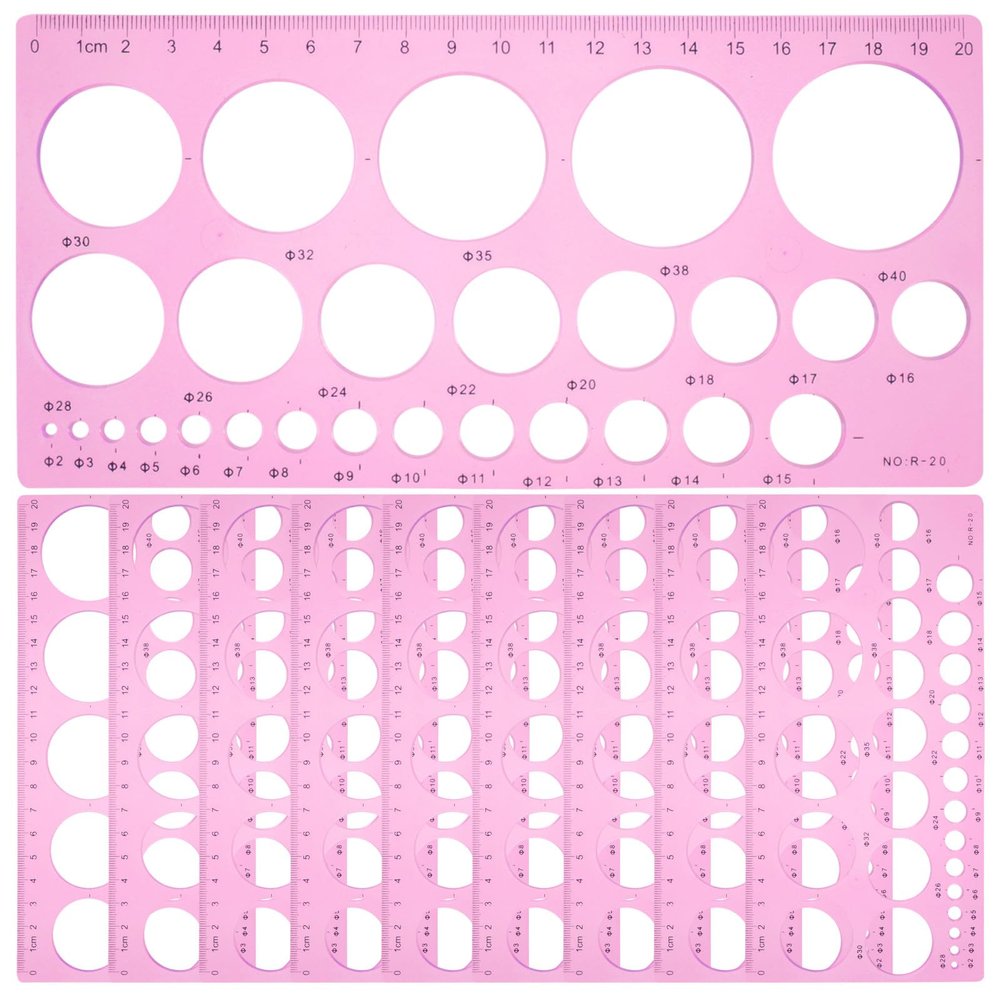 OSOLADY Set of 10 Circle Templates for Drawing, Geometric Ruler, Round Quilling Stencils