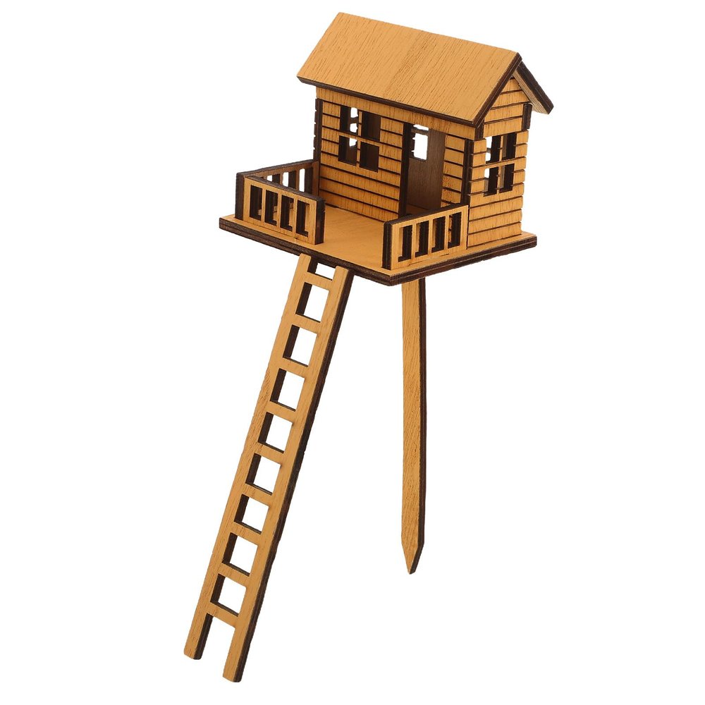 DRESSOOS Tiny Wooden Treehouse with Ladder for Bonsai and Fairy Gardens