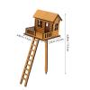 DRESSOOS Tiny Wooden Treehouse with Ladder for Bonsai and Fairy Gardens view 2