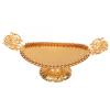 Gold Engraved Elliptical Serving Tray with Stand view 1