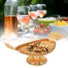 Gold Engraved Elliptical Serving Tray with Stand view 2