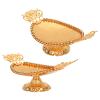 Gold Engraved Elliptical Serving Tray with Stand view 4