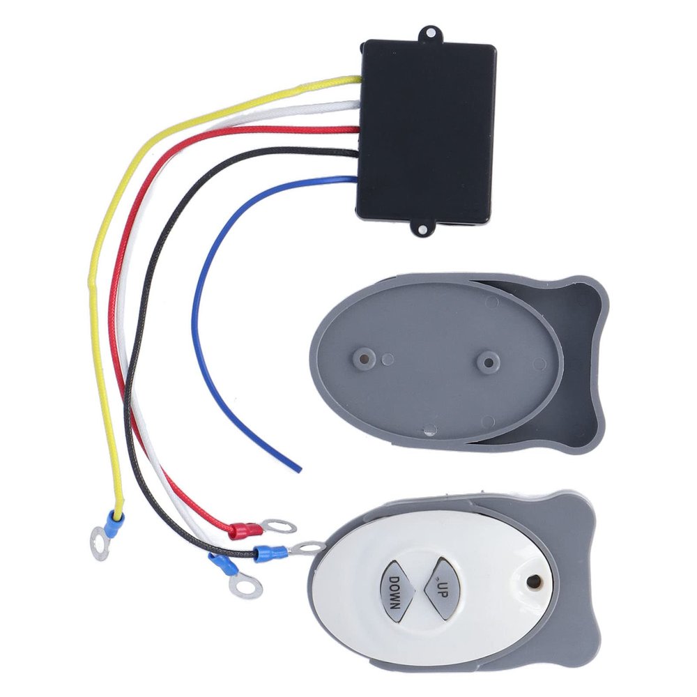 Wireless Winch Remote Control Switch, Durable Waterproof Receiver/Transmitter for Boat Anchoring, 2 Transmitters Included, Nylon