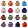 Satin Packaging Bags, Silk Brocade Satin Drawstring Jewelry Bags, Damask Gift Bags for Christmas and Weddings, Embroidered (3,10 Pcs) view 2