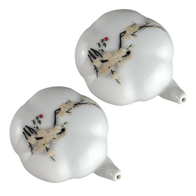 FRCOLOR 2-Piece Ceramic Water Dropper Set with Hand-Painted Plum Blossom Design for Calligraphy and Painting