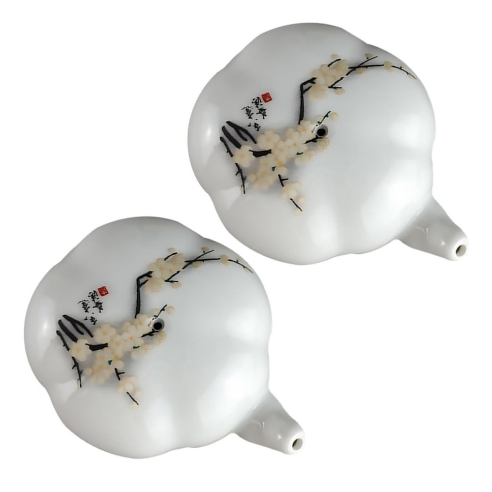 FRCOLOR 2-Piece Ceramic Water Dropper Set with Hand-Painted Plum Blossom Design for Calligraphy and Painting