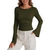 Women's Slim-Fit Ribbed Long-Sleeve Crew-Neck Top view 1