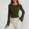 Women's Slim-Fit Ribbed Long-Sleeve Crew-Neck Top view 2