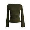 Women's Slim-Fit Ribbed Long-Sleeve Crew-Neck Top view 4