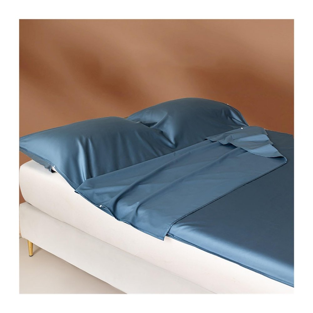 GBHMJU Lightweight Travel Sleeping Bag Liner, Breathable and Silk-Soft, Blue, 160 x 210 cm (63 x 82 in)
