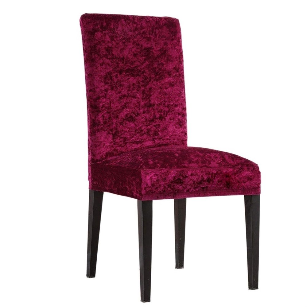 QXBFNDC Velvet Chair Cover, Universal Stretch Protector, Elastic Seat Cover for Restaurant, Banquet, Hotel (Red Wine)