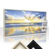 ARTLAND Canvas Print Sea Beach Sunset Panorama, 150 x 75 cm, with Shadow Gap Frame, Black or White view 1