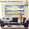 ARTLAND Canvas Print Sea Beach Sunset Panorama, 150 x 75 cm, with Shadow Gap Frame, Black or White view 2