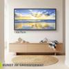 ARTLAND Canvas Print Sea Beach Sunset Panorama, 150 x 75 cm, with Shadow Gap Frame, Black or White view 3