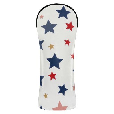 PU Leather Golf Club Headcover with Interchangeable Numbers for Drivers and Fairway Woods, Blue Red White Stars, Patriotic USA 4th of July