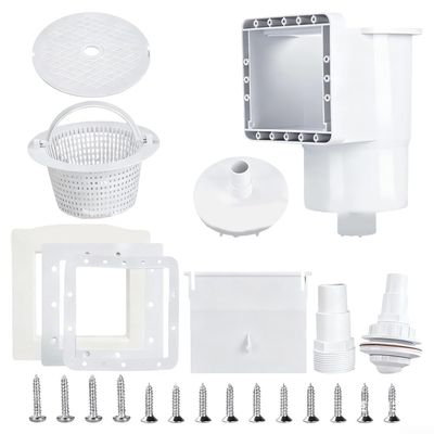 Above-Ground Pool Skimmer Kit SP1091LX Replacement with Front Plate, Weir and Basket, White