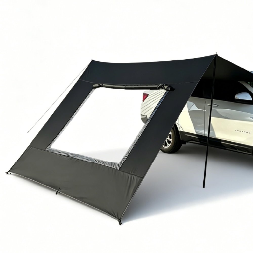 JUZELY Car Awning for BMW X1 sDrive18i and X1 xDrive25i, Waterproof Sun Shade with Poles, UV-Protection Tarp, A-Black