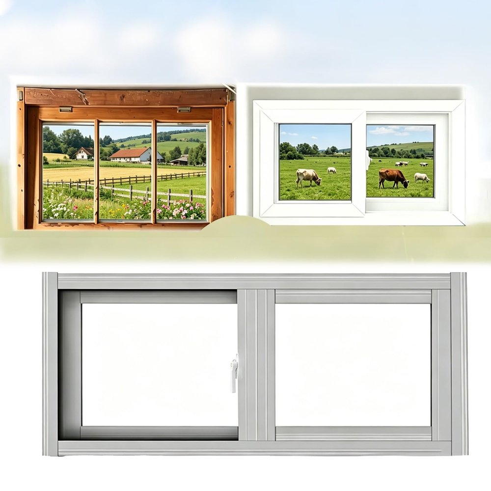 Sliding Window for Sheds and Basements, Series 76 Reinforced Aluminum Frame, 5 mm Tempered Glass (White, 35 x 29 in)