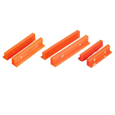 Nylon Vise Jaw Pads with Magnets, Grooved Profile, Orange, 1 Pair (6-Inch)