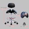 Height-Adjustable Saddle Stool with Backrest, Swivel Seat and Casters view 2