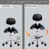 Height-Adjustable Saddle Stool with Backrest, Swivel Seat and Casters view 3
