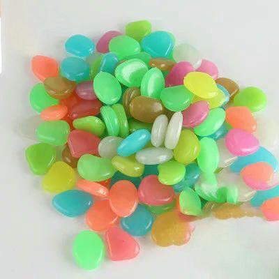 10/20/50 Glow-in-the-Dark Pebbles, 50-Piece Set, for Home, Aquarium and Garden Decoration, Mixed Colors