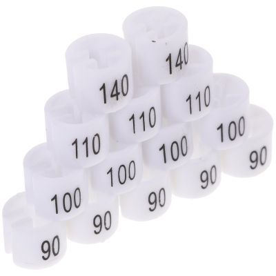 LALADEFIEE 100 White Plastic Size Markers with 4 Teeth for Clothes Hangers, Sizes 80–170