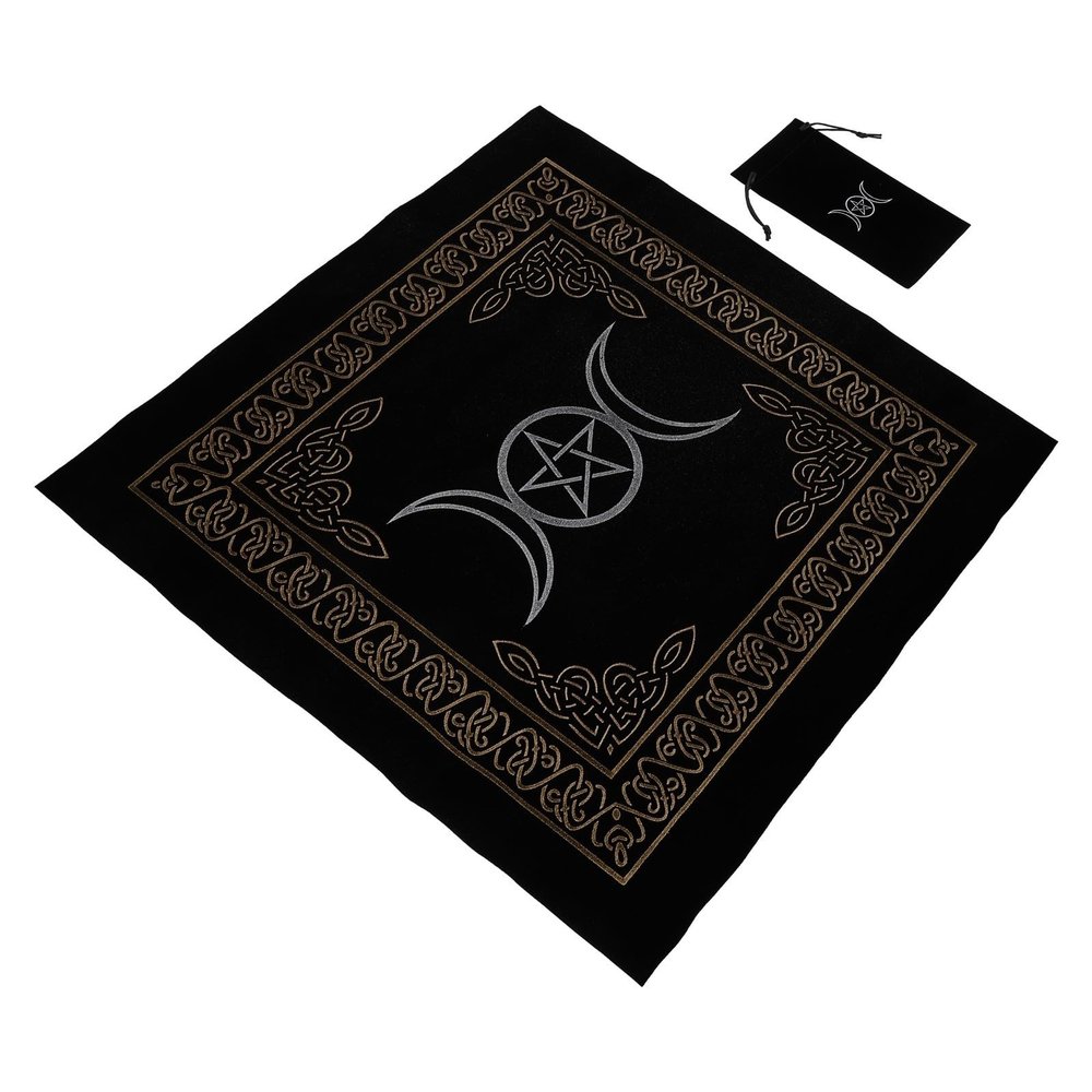 Velvet Tarot Card Storage Bag, Portable, Black