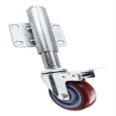 MXXQRHF 5-Inch Heavy-Duty Polyurethane Gate Roller, Spring-Loaded, Height-Adjustable (0–30/0–60 mm), 100 kg Capacity, Universal 4-Hole Mount, for Office and Industrial Use