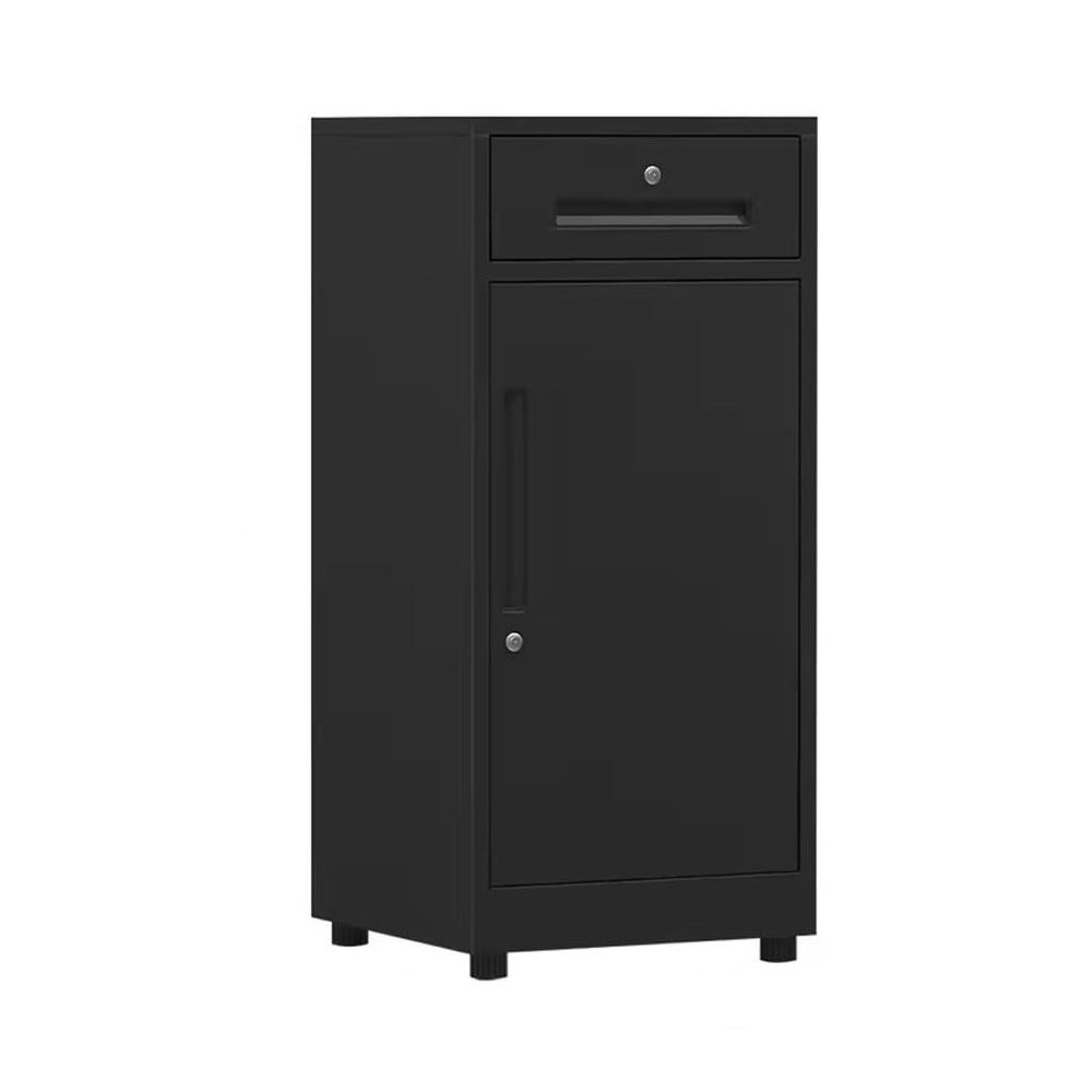 QIYFOZ Metal Filing Cabinet with Lock, Black, 44 x 39 x 85 cm