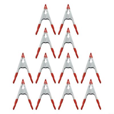12 Metal Spring Clamps, 10.2 cm, with Rubber Pads
