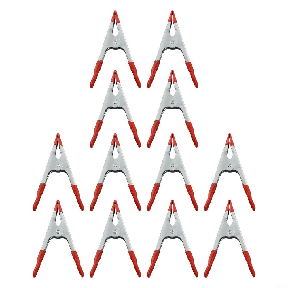 12 Metal Spring Clamps, 10.2 cm, with Rubber Pads