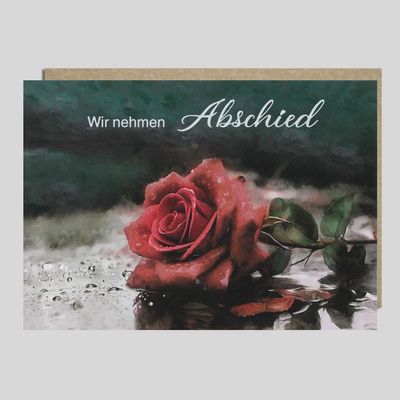 Michel Verlag Elegant Sympathy Card ANTEILNAHME with Envelope, Red Rose, 17 x 12 cm, Made in Germany