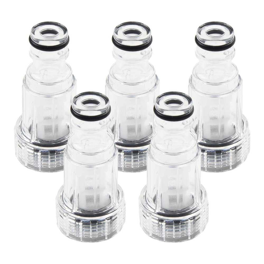 Risveglio Transparent Water Inlet Filter for Washing Machine, 11 mm Plastic Replacement with Visual Inspection Design, Easy-Clean Garden Accessory, 5 pcs