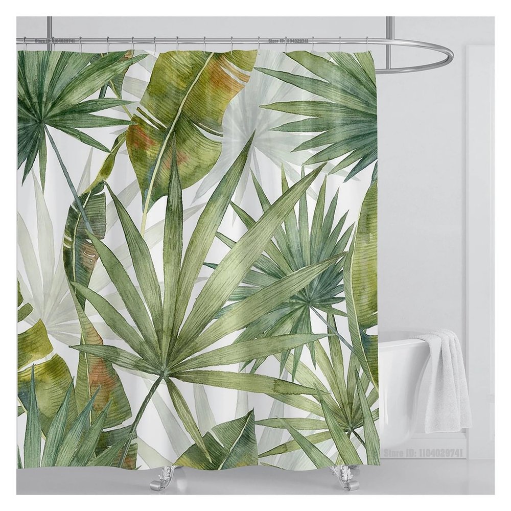 GYTTDERFL Watercolor Leaf Shower Curtain Set, 120 x 180 cm
