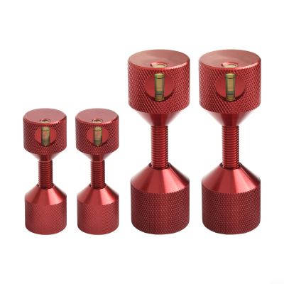 2-Hole Flange Alignment Pins with Integrated Level, 6061 Aluminum, for ASME 150 lb Flanges, 1/2–14 in, 4-Piece Red Set