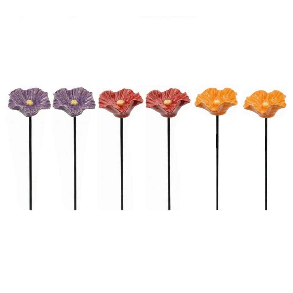 Ceramic Bee Watering Station Garden Stakes, 6-Piece Set