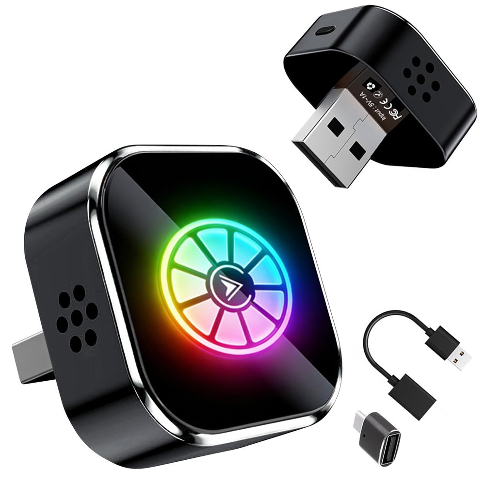 Wireless CarPlay & Android Auto Adapter, Plug-and-Play USB Dongle (Black)