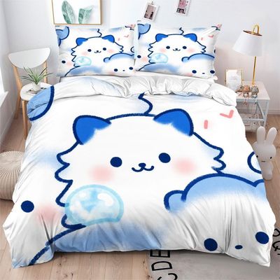 Fotmung 3D Bedding Set 220 x 240 cm, Cartoon Cat, Duvet Cover with Pillowcases, Quick-Drying, Wrinkle-Resistant, Soft and Skin-Friendly – D42