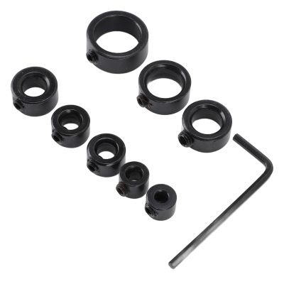 SALALIS Drill Stop Collar Set, 8-Piece, Hardened Steel, Adjustable Depth Limiters for Woodworking and Metal Drilling, 3 mm to 16 mm