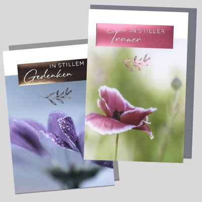 Michel Verlag 2-Card Sympathy Set with Envelopes, Trauerblüten, 17 x 12 cm, Made in Germany