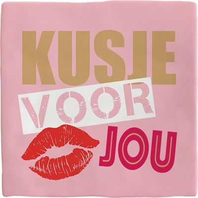 Personalized Metal Sign - Deco Tile "Kusje Voor Jou" - Decorative Metal Sign - Loving Message - Wall Decor - Flamingo