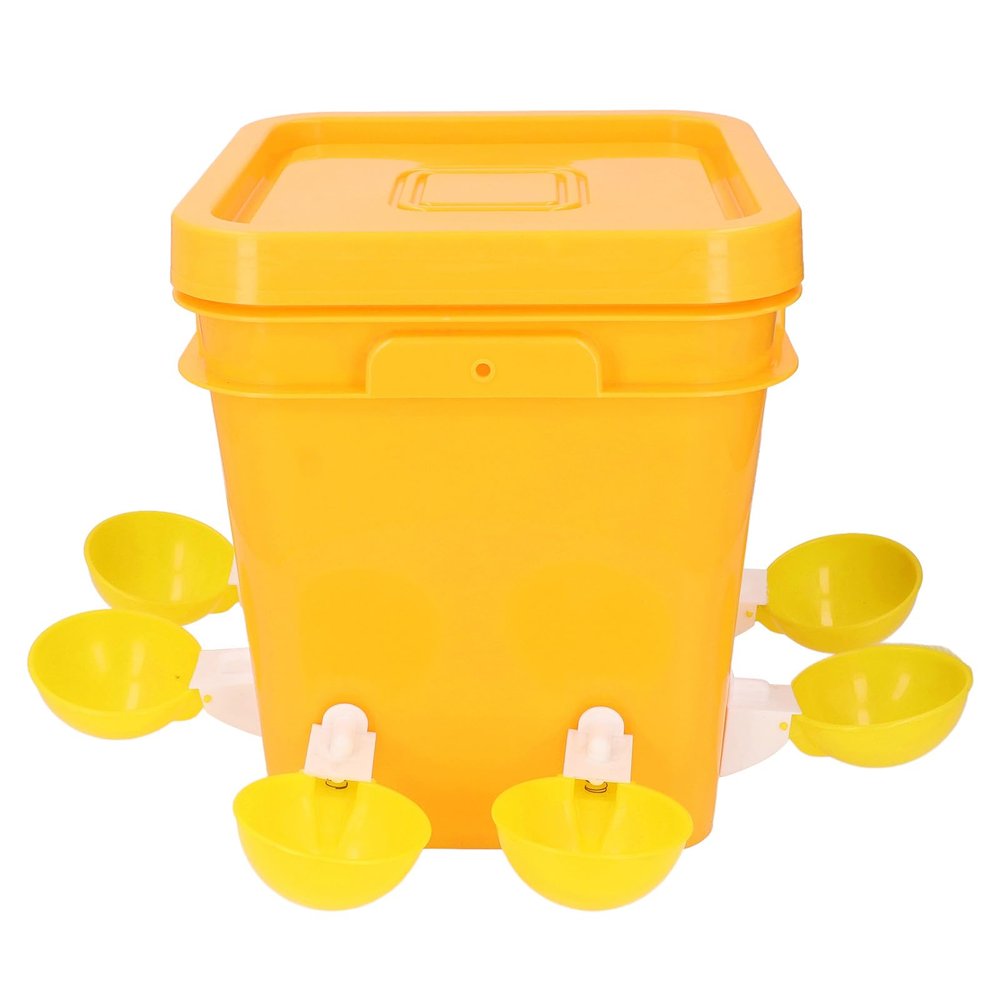 CHICIRIS Self-Filling Poultry Waterer for Chickens, Ducks and Geese, Yellow Cups, 29 x 25 x 25 cm